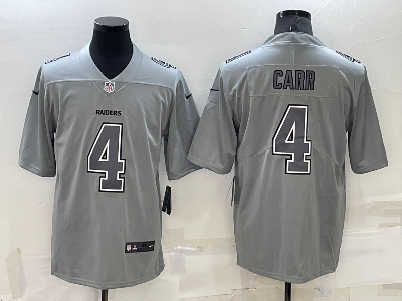 Men's Las Vegas Raiders #4 Derek Carr Grey Atmosphere Fashion Stitched Jersey